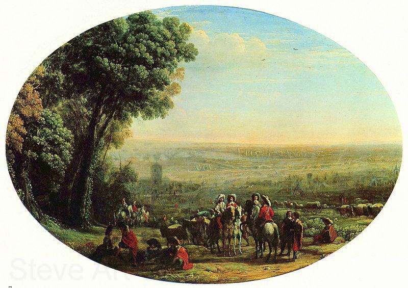 Claude Lorrain Belagerung von La Rochelle durch die Truppen Ludwigs XIII., Oval Norge oil painting art